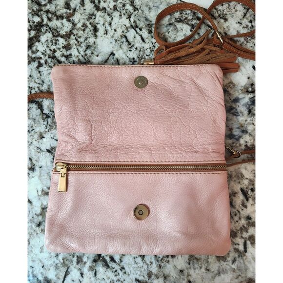 Vera Pelle Italy‎ Pink Leather Crossbody Purse Adjustable Strap Clutch Coquette - Picture 7 of 8